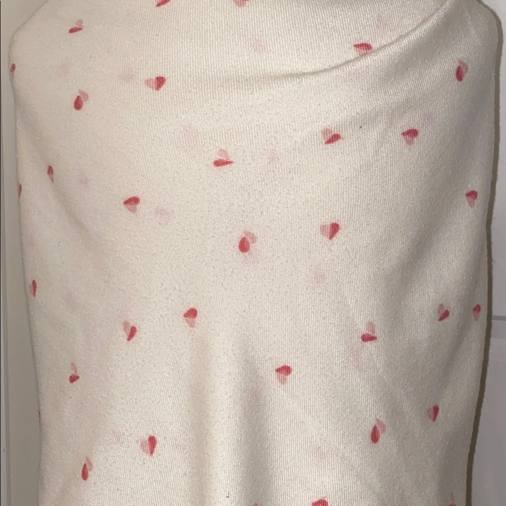 Cream Scarf with Pink Hearts